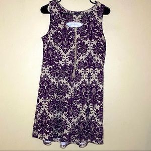 Sleeveless Floral Print Purple Dress Size Medium